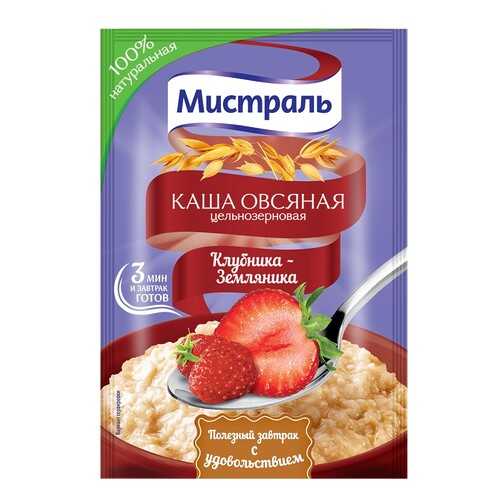 Овсяная каша Мистраль цельнозерновая клубника-земляника 40 г в Народная Семья