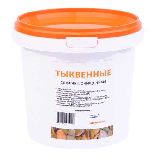 Тыквенные семечки очищенные в ведре (600 г) HOBBYHELPER в Народная Семья