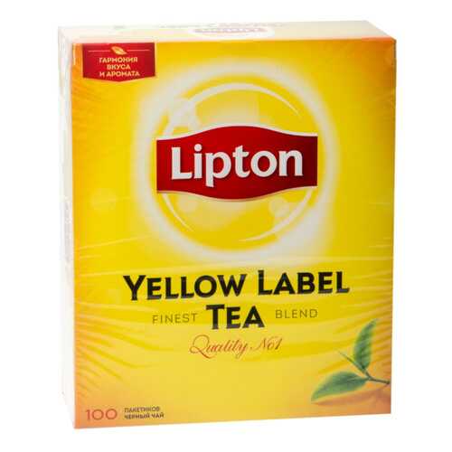 Чай черный Lipton yellow label tea 100 пакетиков в Народная Семья