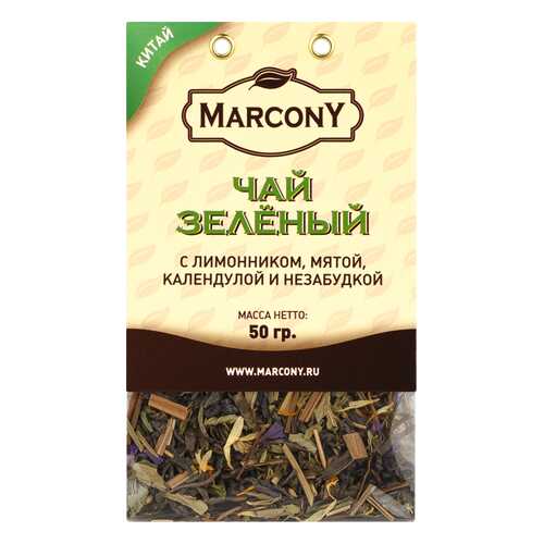 Чай Marcony зеленый с лимонником, мятой, календулой и незабудкой 50 г в Народная Семья