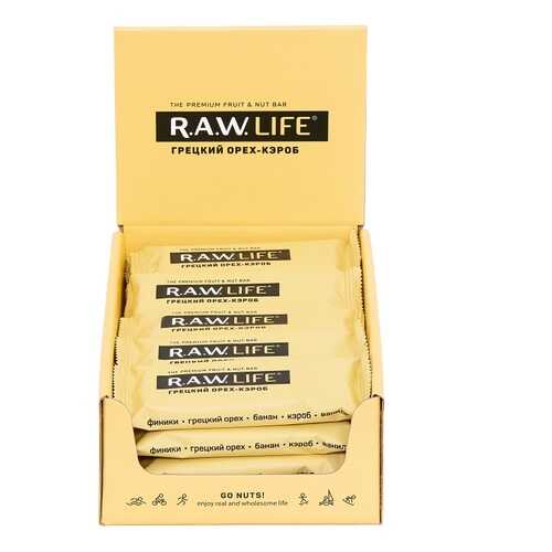 R.A.W. LIFE Орехово-фруктовые батончики 47 г, 20 шт, вкус: грецкий орех-кэроб в Народная Семья