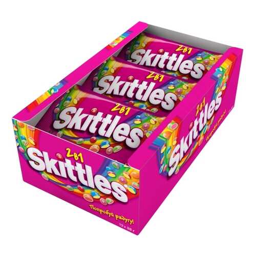 Освежающие конфеты Skittles 2в1 38 г 12 штук в Народная Семья